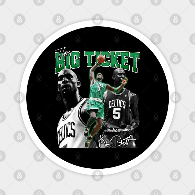 Kevin Garnett The Big Ticket Basketball Signature Vintage Retro 80s 90s Bootleg Rap Style Magnet by CarDE